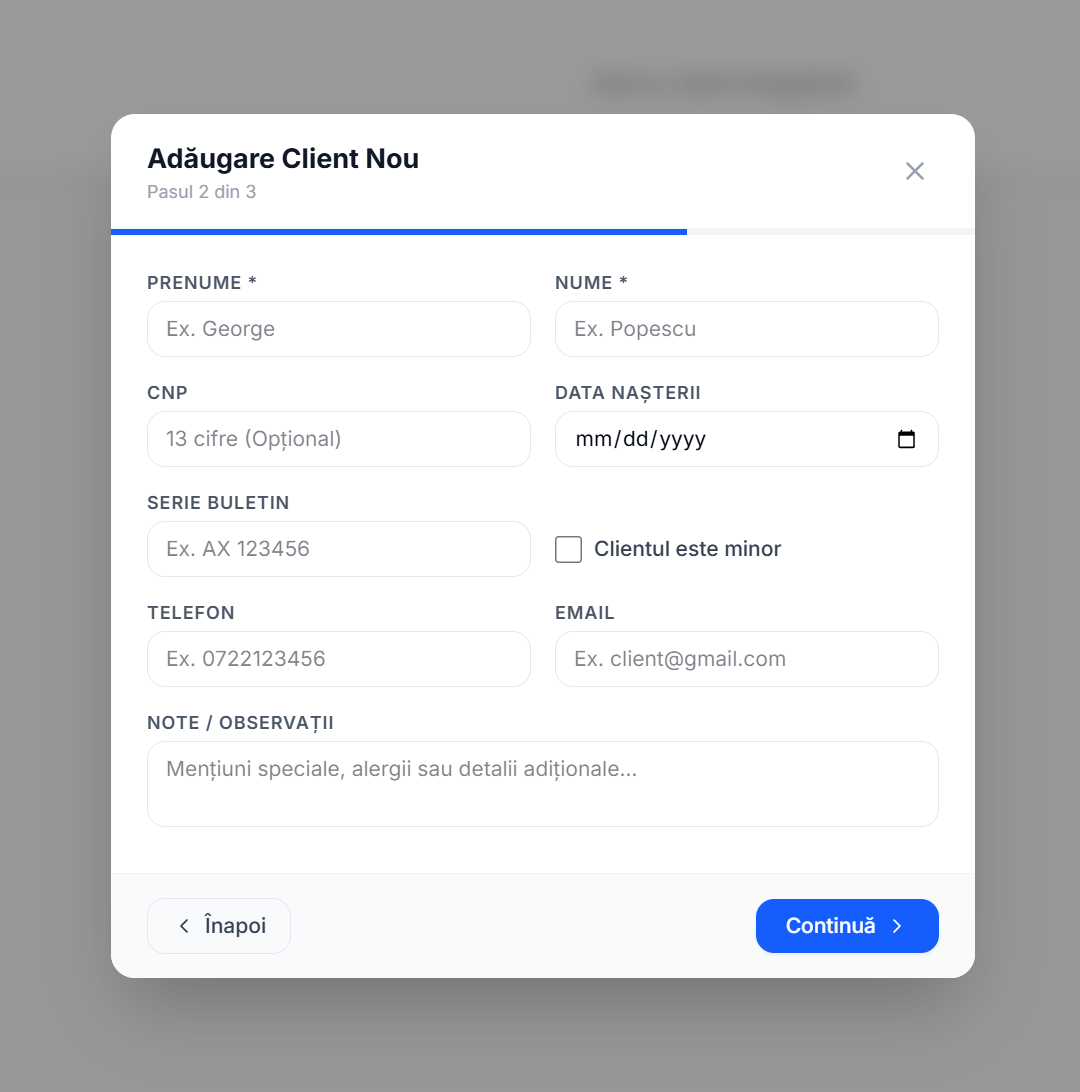 Add New Client — Step 2 (Personal Data Form)