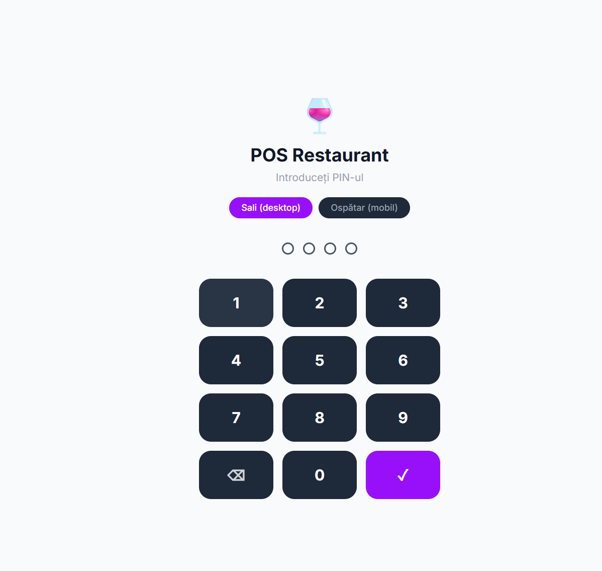 Restaurant POS Waiter PIN Login